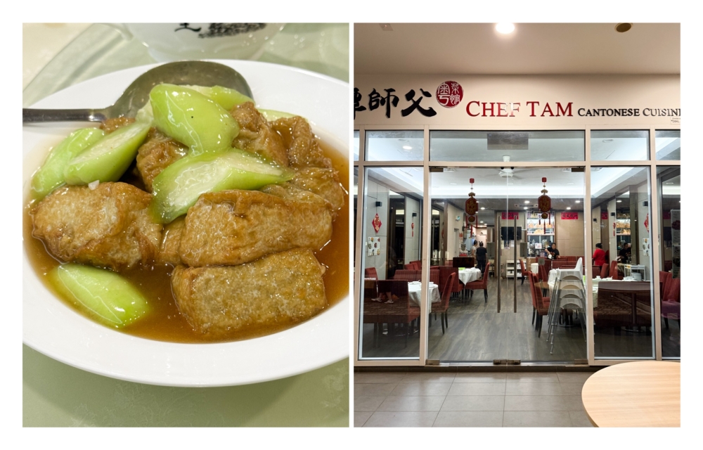 278023 Chef Tam Signature Homemade Taufu (left) are jiggly, soft bites of soybean milk curd and the restaurant inside Eco Sky (right) is a cosy, dining space that requires pre-booking. — Picture by Lee Khang Yi