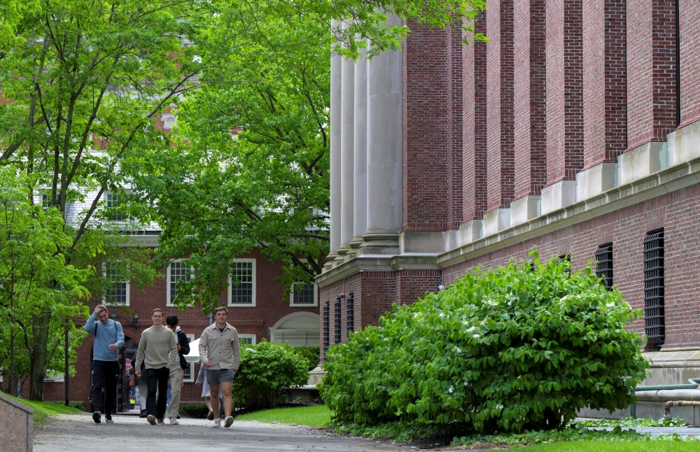 278786 Students walk on the campus of Harvard University in Cambridge, Massachusetts, May 23, 2025. — Reuters pic
