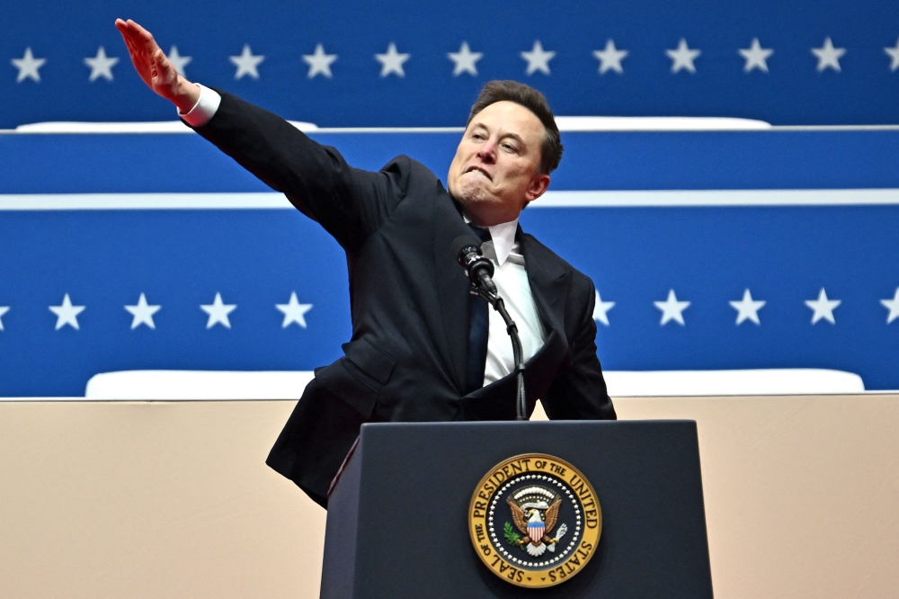 279744 Tesla CEO Elon Musk was alleged to have performed a Nazi salute during the inauguration of US President Donald Trump in Washington, DC, on January 20, 2025. — AFP pic
