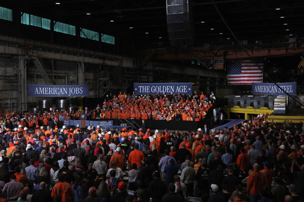 280022 US President Donald Trump delivers remarks at U.S. Steel Corporation-Irvin Works in West Mifflin, Pennsylvania May 30, 2025. — Reuters pic