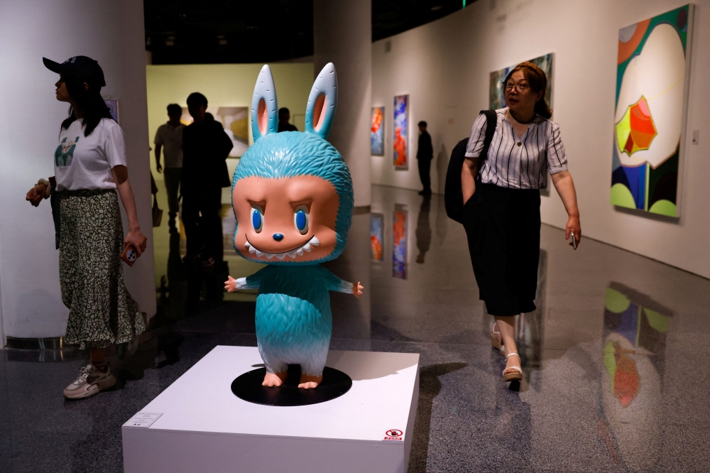 A human-sized Labubu figurine is displayed before an auction in Beijing June 6, 2025. The figurine was later sold for 1.08 million yuan at an auction by Yongle International Auction on Tuesday. — Reuters pic