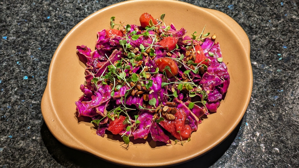 Strawberries and red cabbage? It works. — Picture by Ethan Lau