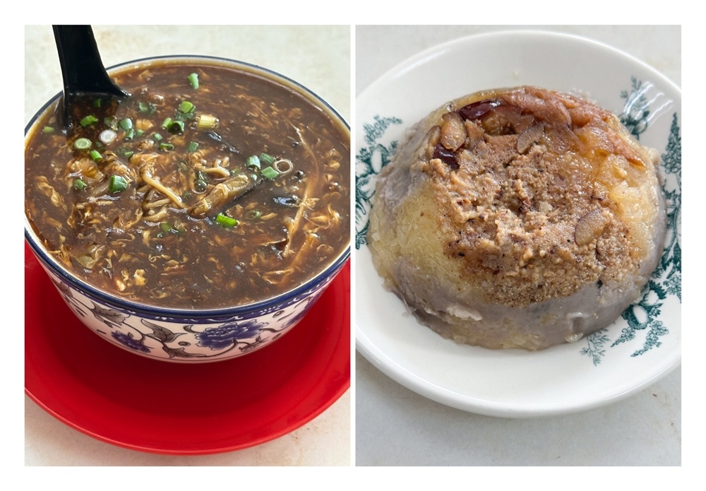Fuzhou Loh Mee (left) omits the pungent bamboo shoots while the Eight Treasure Rice (right) is the perfect way to end your meal here. — Pictures by Lee Khang Yi