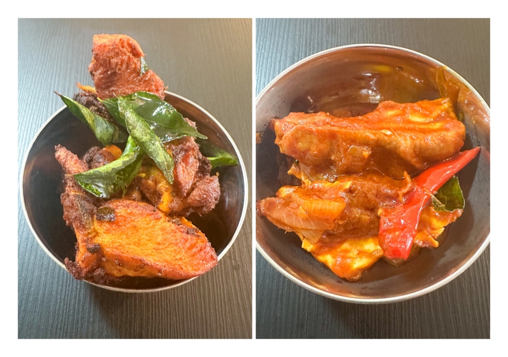 271841 Chicken 65 (left) is fried chicken with spices and Tauhu Sambal (right) uses a firmer beancurd cooked in a mild ‘sambal’.
