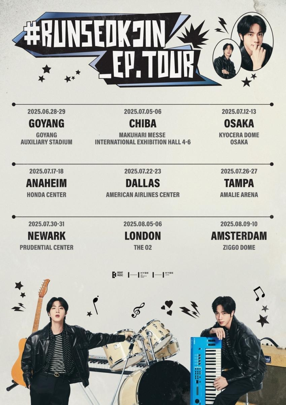 271879-2 The ‘#RunSeokjin_Ep. Tour’ kicks off June 28 and 29 at the Goyang Sports Complex Auxiliary Stadium, just outside of Seoul, before travelling to eight cities worldwide.