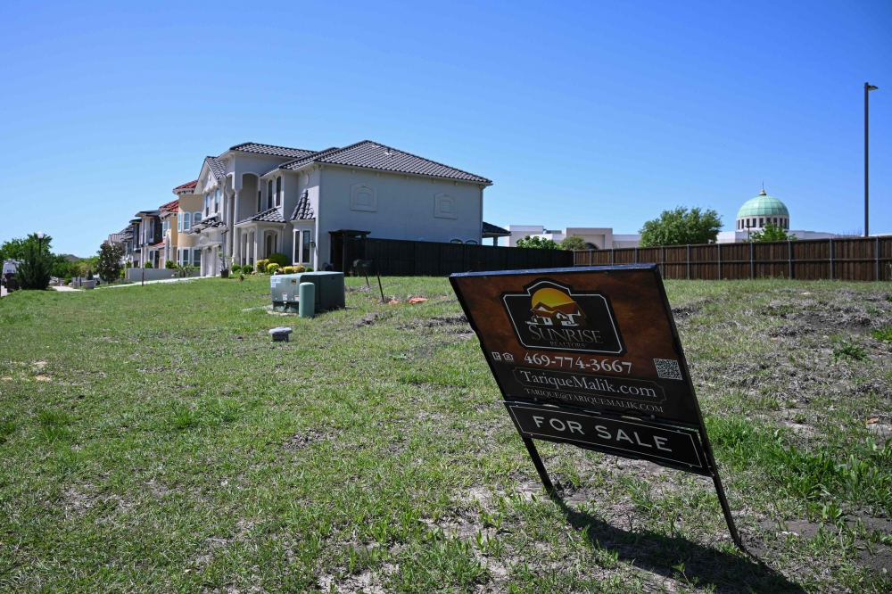 272148-1 Land for sale is seen near the mosque of East Plano Islamic Centre, in Plano, Texas, April 11, 2025. — AFP pic
