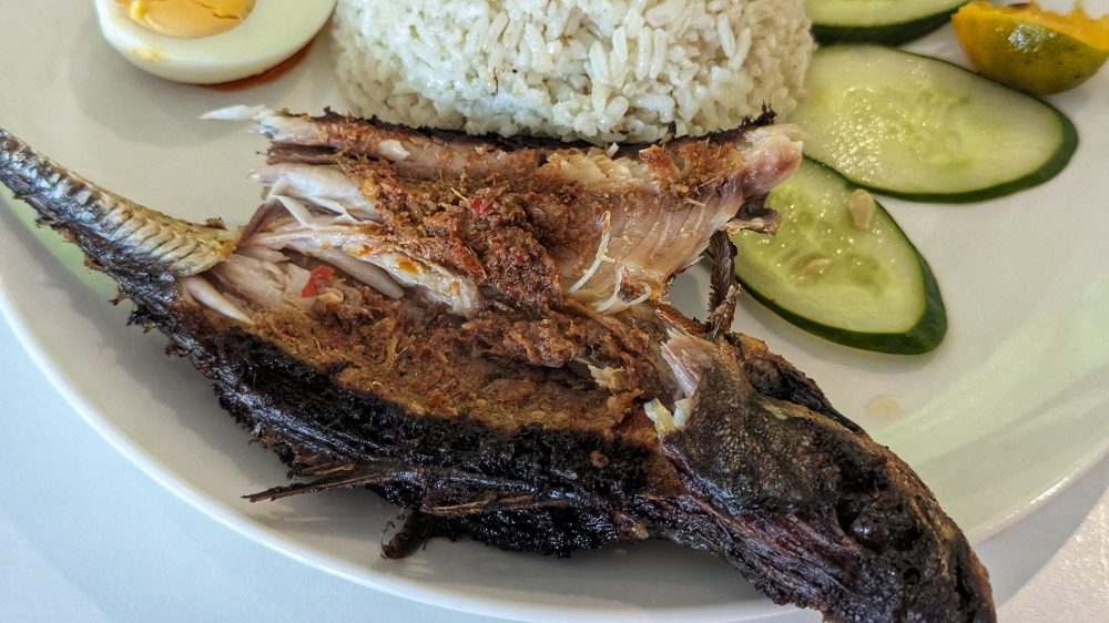 The ‘ikan cencaru sumbat’ is excellent, and the chillies stuffed inside pack a serious punch. — Picture by Ethan Lau