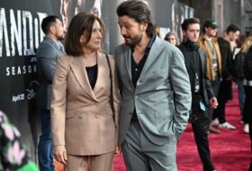 Lucasfilm president Kathleen Kennedy and Mexican actor Diego Luna attend the launch event for the second season of Lucasfilm's 'Andor' at El Capitan theatre in Hollywood, California, on April 14, 2025. — AFP pic