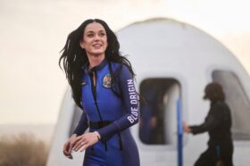 This handout photo from Blue Origin shows US singer Katy Perry upon return to Earth after a flight on Blue Origin New Shepard NS-31, which brought the passengers beyond the Karman line — the internationally recognised boundary of space — in Van Horn, West Texas, April 14, 2025. — AFP pic
