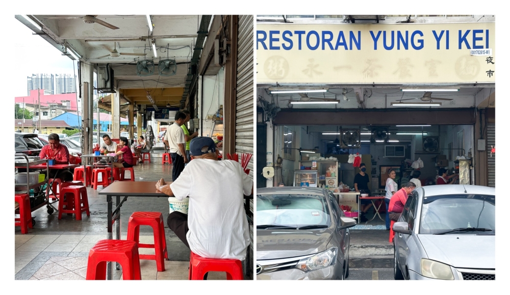 274157 The five foot way (left) is converted into your dining space at this restaurant (right) located in Taman Jinjang Baru patronised by families and those who work nearby. — Picture by Lee Khang Yi