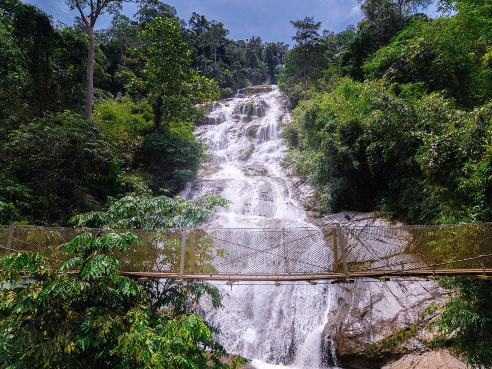 A view of the Lata Kinjang waterfall, which is a popular location for visitors, during Bernama's recent survey of the Eco-Forest Park May 11, 2025. — Bernama pic